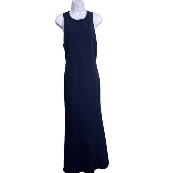 Calvin Klein Maxi Dress Womens Sz 8 Navy Formal Holiday Elegant Cocktail Party - Picture 1 of 7